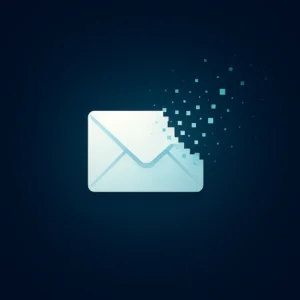 Concept of disposable email—paper envelope disintegrating to represent short-term privacy.