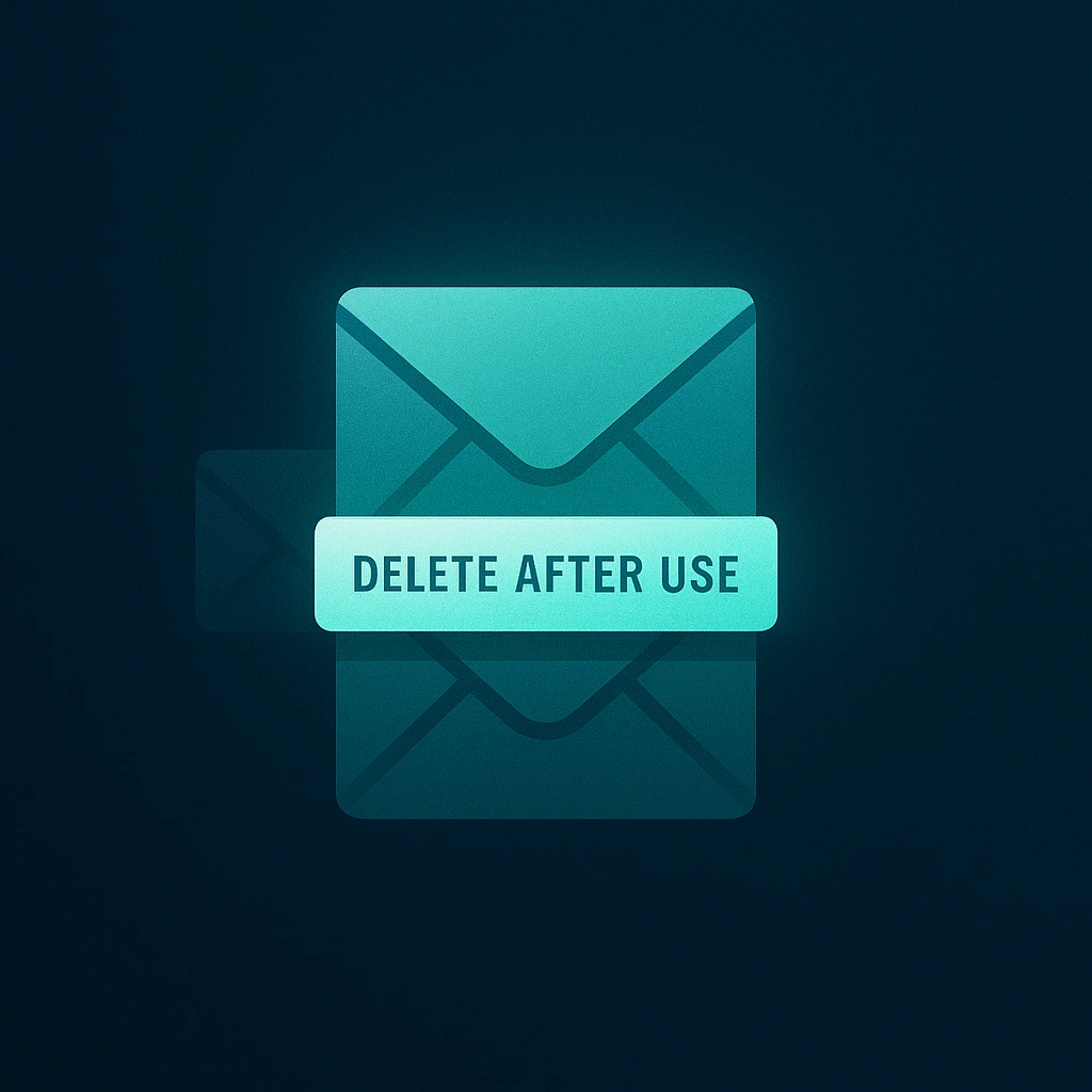 Graphic of short-term disposable temporary emails illustrating privacy and expiration.